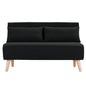 Sarantino 2-Seater Adjustable Sofa Bed Lounge Faux Velvet - Black - Cosy Abode