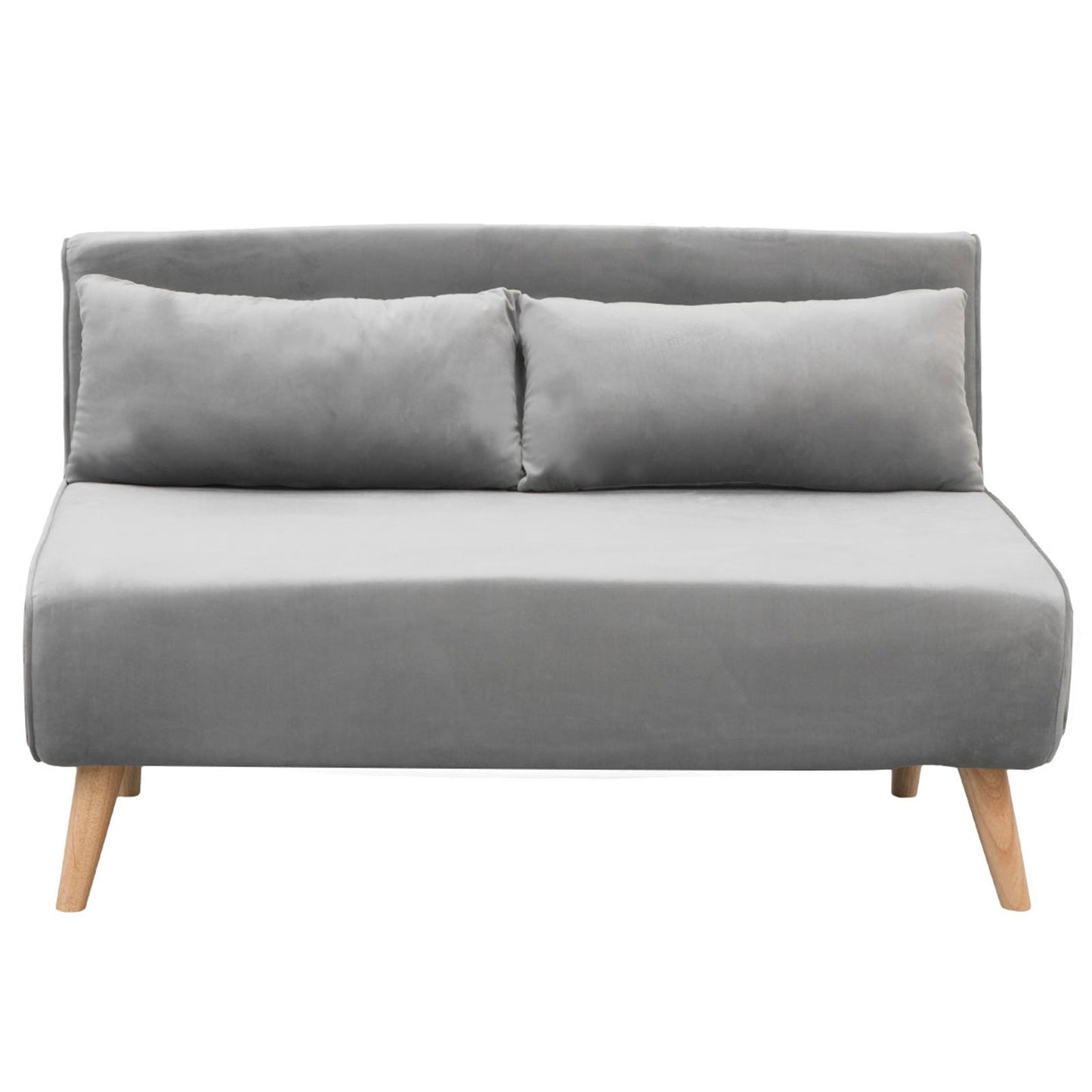 Sarantino 2-Seater Adjustable Sofa Bed Lounge Faux Velvet - Light Grey - Cosy Abode