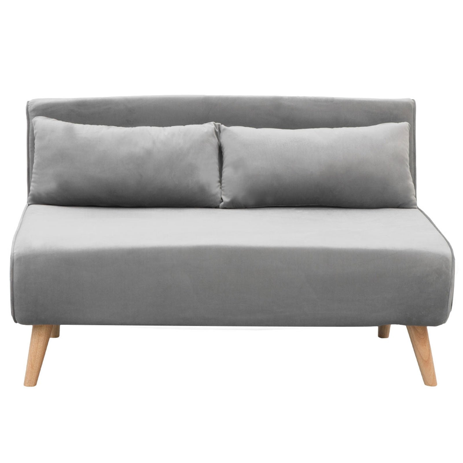 Sarantino 2-Seater Adjustable Sofa Bed Lounge Faux Velvet - Light Grey - Cosy Abode