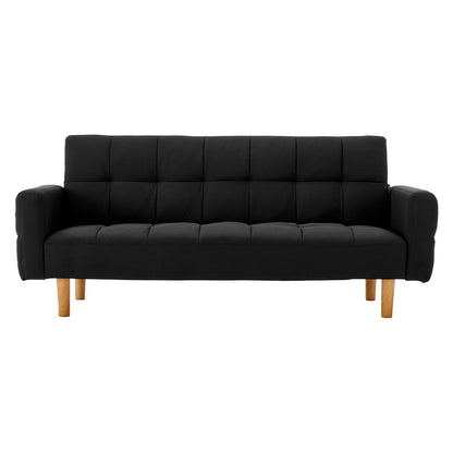 Sarantino 3-Seater Fabric Sofa Bed Futon - Black - Cosy Abode