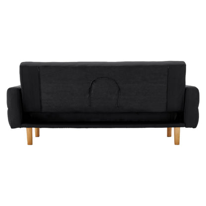 Sarantino 3-Seater Fabric Sofa Bed Futon - Black - Cosy Abode
