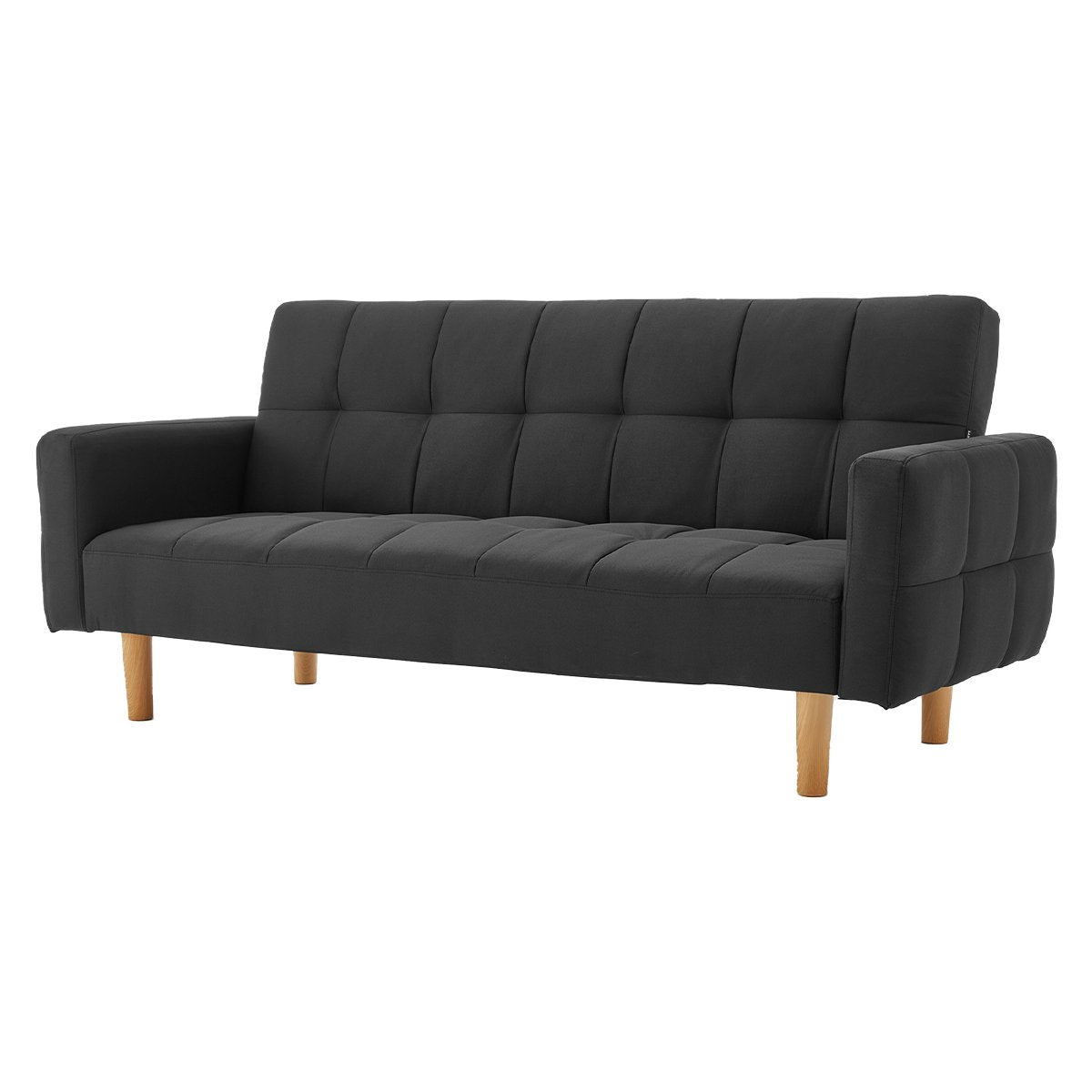 Sarantino 3-Seater Fabric Sofa Bed Futon - Black - Cosy Abode