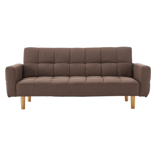 Sarantino 3-Seater Fabric Sofa Bed Futon - Brown - Cosy Abode