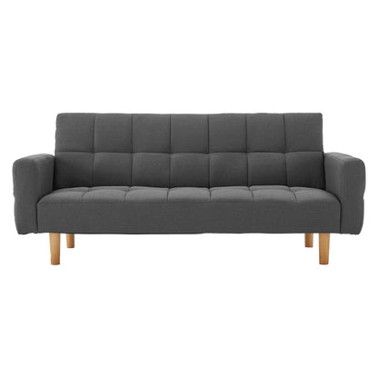 Sarantino 3-Seater Fabric Sofa Bed Futon - Dark Grey - Cosy Abode