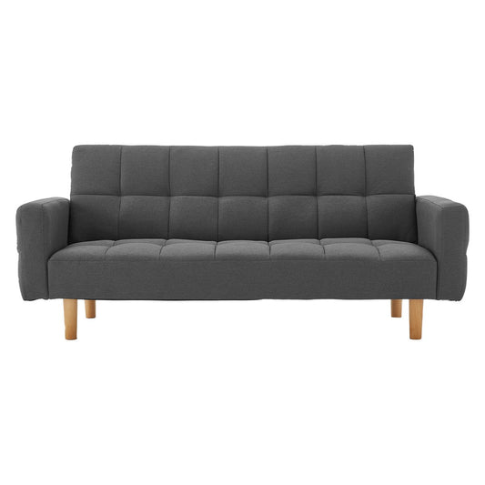 Sarantino 3-Seater Fabric Sofa Bed Futon - Dark Grey - Cosy Abode