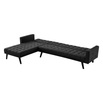Sarantino 3-Seater Corner Wooden Sofa Bed Lounge Chaise Sofa Black - Cosy Abode