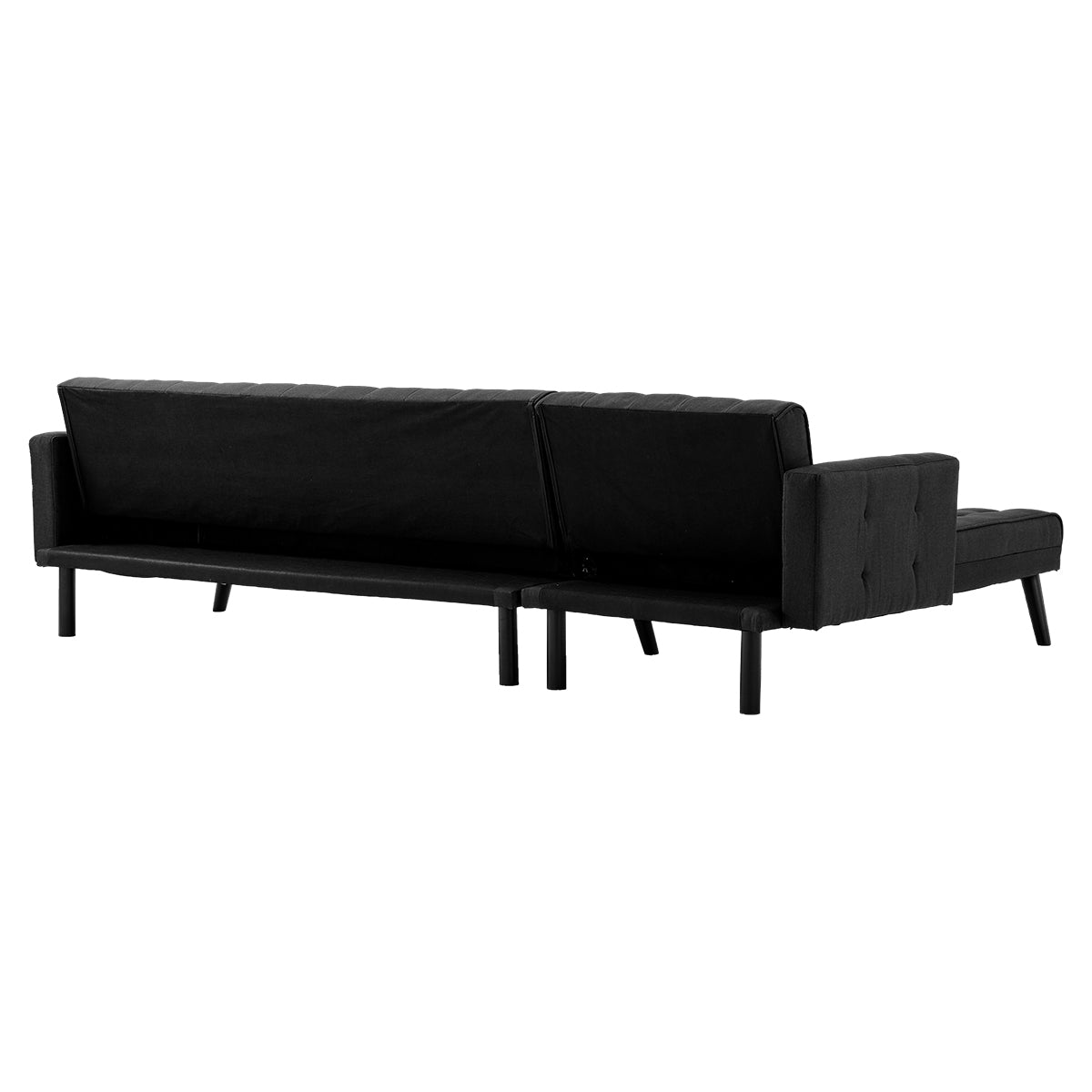 Sarantino 3-Seater Corner Wooden Sofa Bed Lounge Chaise Sofa Black - Cosy Abode
