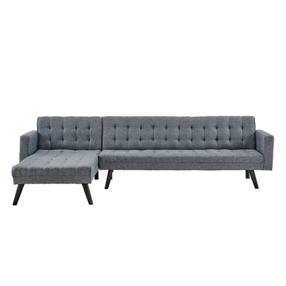 Sarantino 3-Seater Corner Wooden Sofa Bed Lounge Chaise Sofa  Grey - Cosy Abode