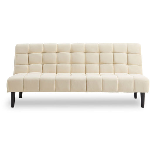 Sarantino Faux Suede Fabric Sofa Bed Furniture Lounge Seat Beige - Cosy Abode