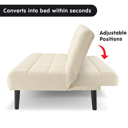 Sarantino Faux Suede Fabric Sofa Bed Furniture Lounge Seat Beige - Cosy Abode