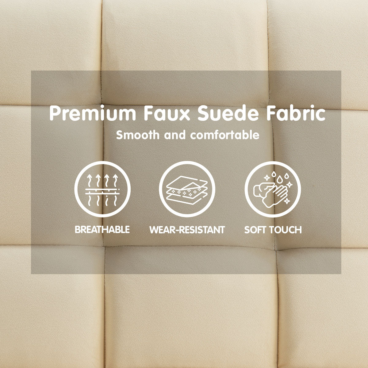 Sarantino Faux Suede Fabric Sofa Bed Furniture Lounge Seat Beige - Cosy Abode
