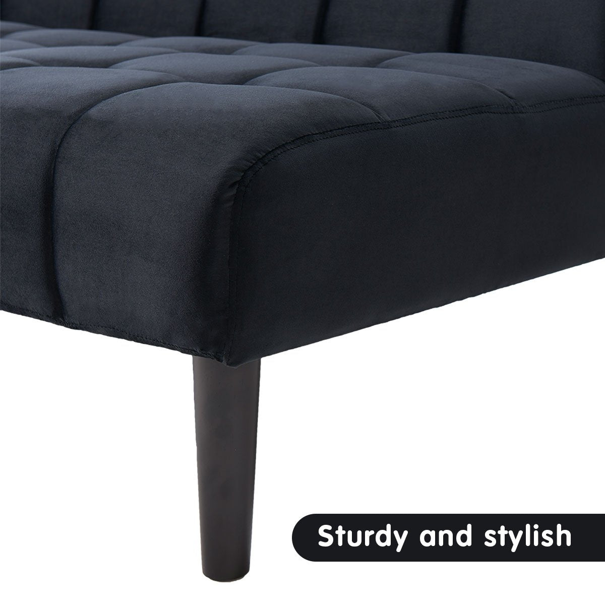 Sarantino Faux Suede Fabric Sofa Bed Furniture Lounge Seat Black - Cosy Abode