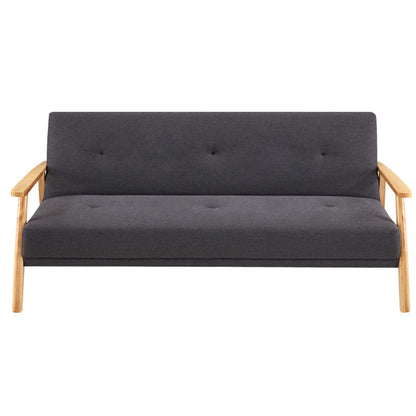 Sarantino 3 Seater Linen Fabric Wood Sofa Bed Lounge Couch Dark Grey - Cosy Abode