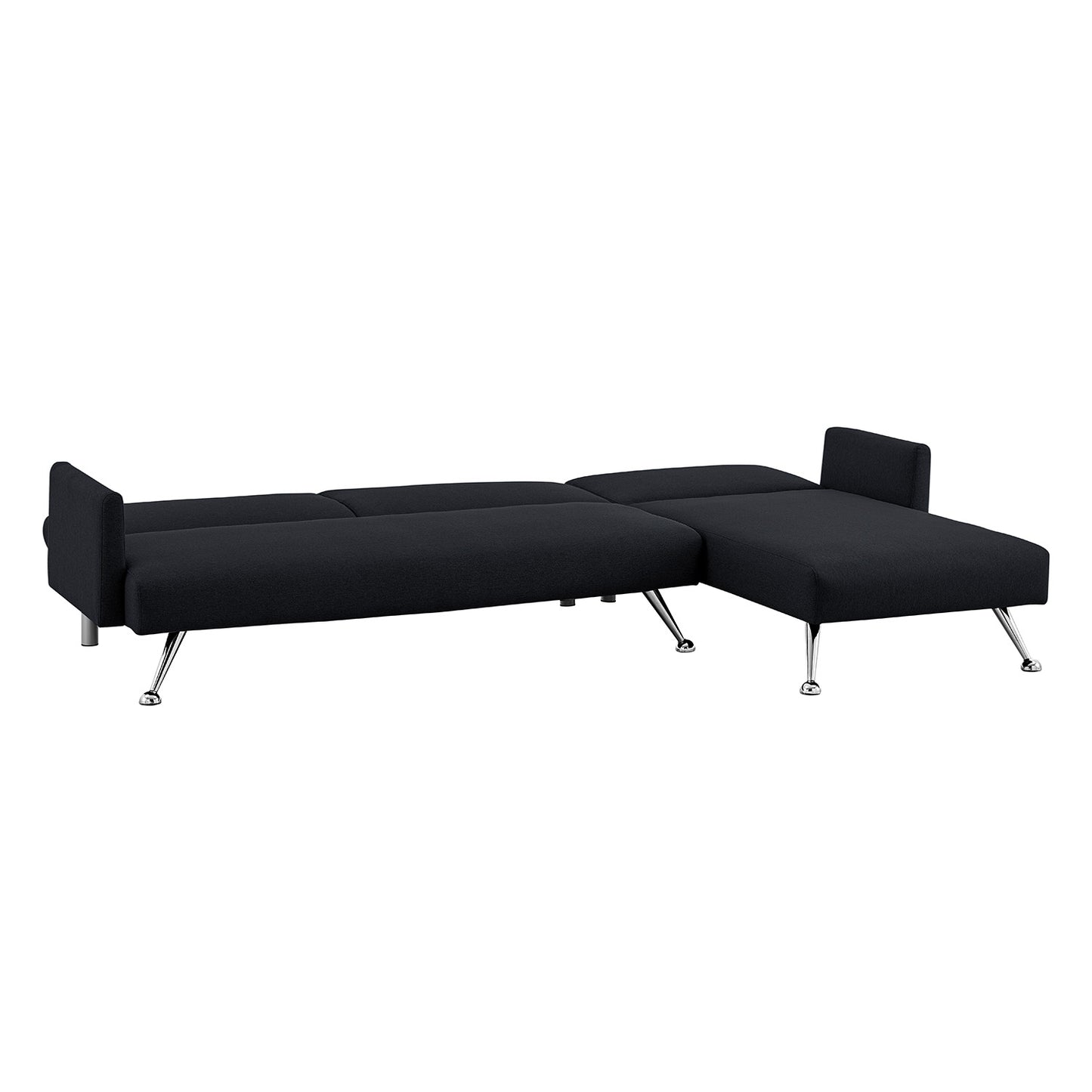 Sarantino  Mia 3-Seater Sofa Bed with Chaise & 3 Pillows - Black - Cosy Abode