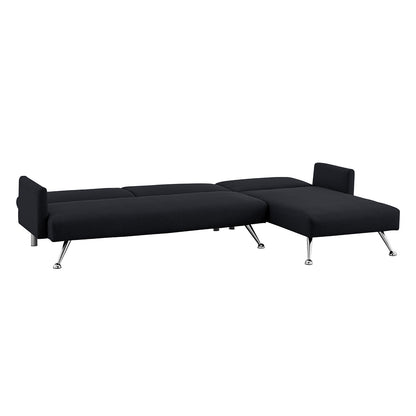 Sarantino  Mia 3-Seater Sofa Bed with Chaise & 3 Pillows - Black - Cosy Abode