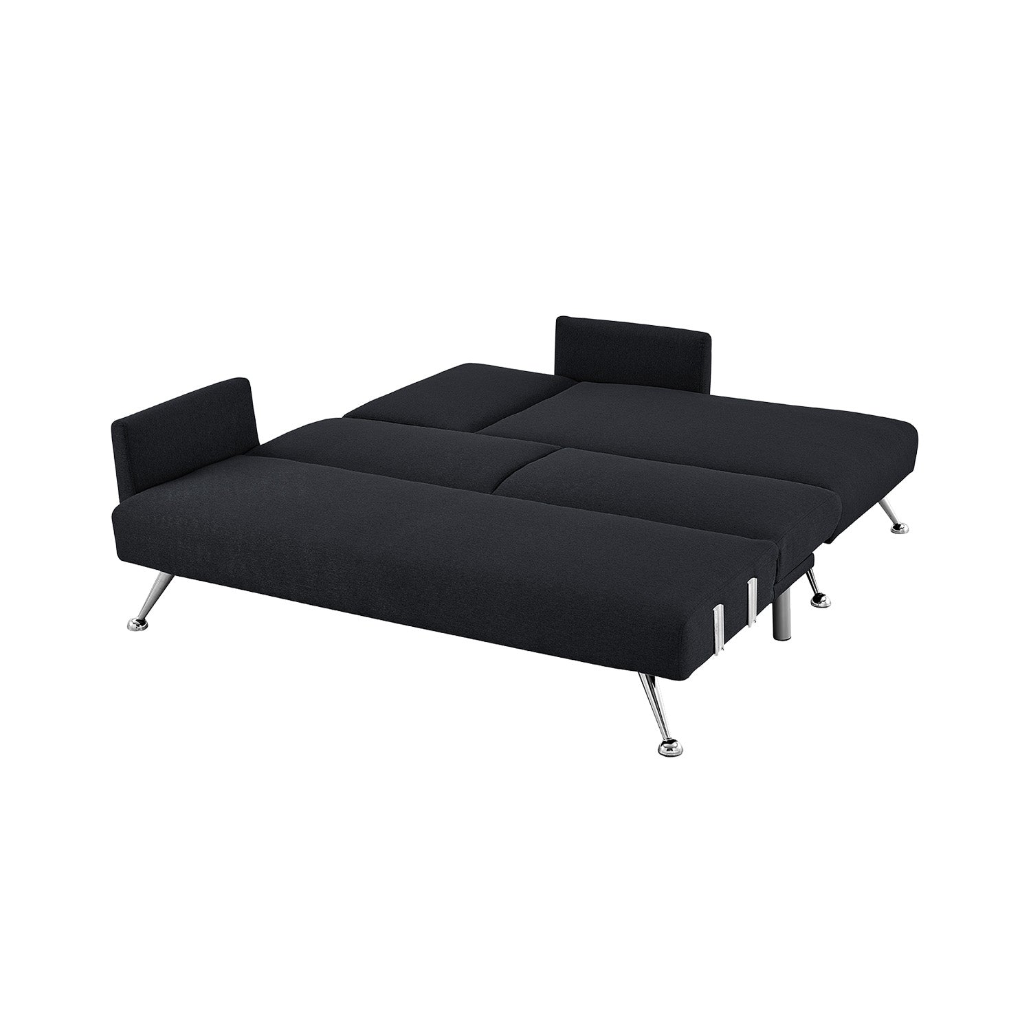 Sarantino  Mia 3-Seater Sofa Bed with Chaise & 3 Pillows - Black - Cosy Abode