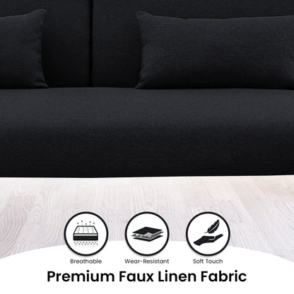 Sarantino  Mia 3-Seater Sofa Bed with Chaise & 3 Pillows - Black - Cosy Abode