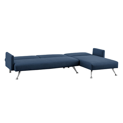 Sarantino Mia 3-Seater Sofa Bed with Chaise & 3 Pillows - Blue - Cosy Abode