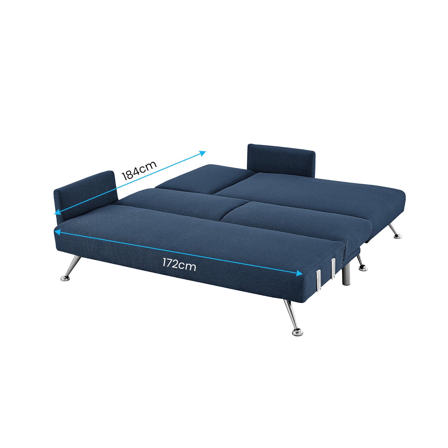 Sarantino Mia 3-Seater Sofa Bed with Chaise & 3 Pillows - Blue - Cosy Abode