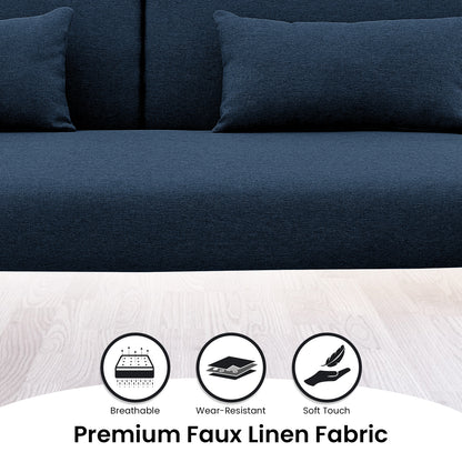 Sarantino Mia 3-Seater Sofa Bed with Chaise & 3 Pillows - Blue - Cosy Abode