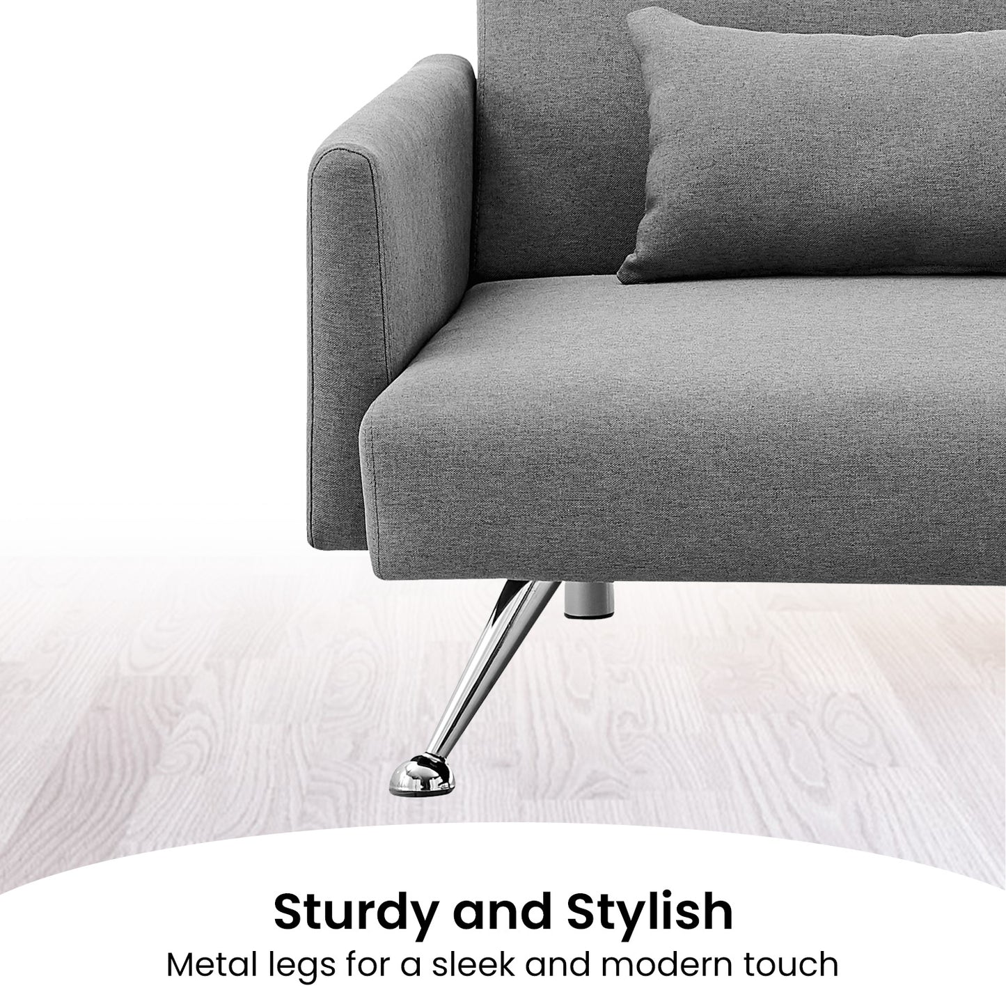 Sarantino Mia 3-Seater Corner Sofa Bed Chaise and Pillows Dark Grey - Cosy Abode