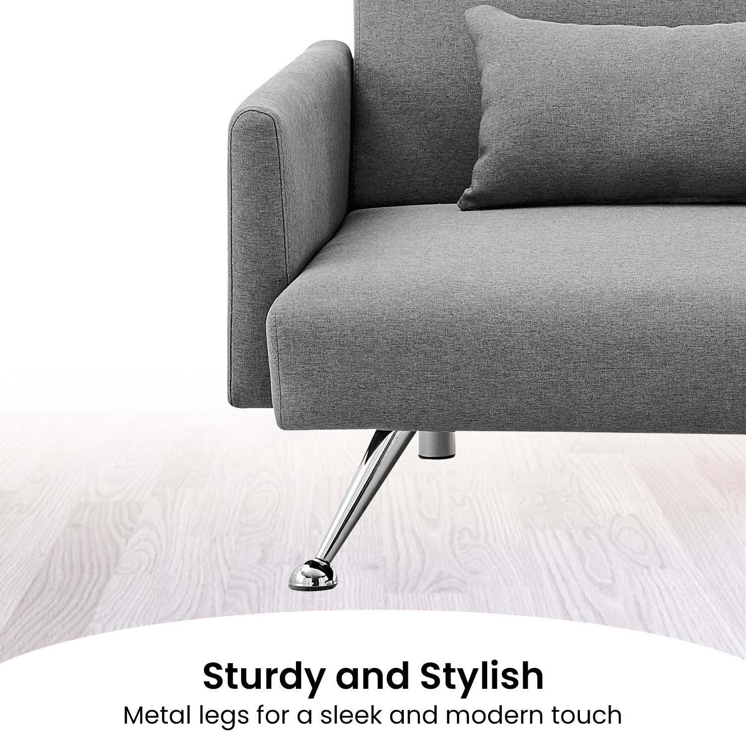 Sarantino Mia 3-Seater Corner Sofa Bed Chaise and Pillows Dark Grey - Cosy Abode