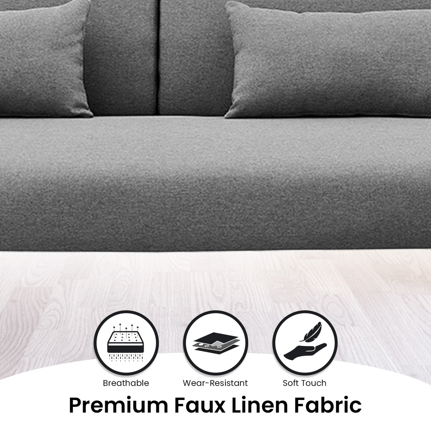 Sarantino Mia 3-Seater Corner Sofa Bed Chaise and Pillows Dark Grey - Cosy Abode