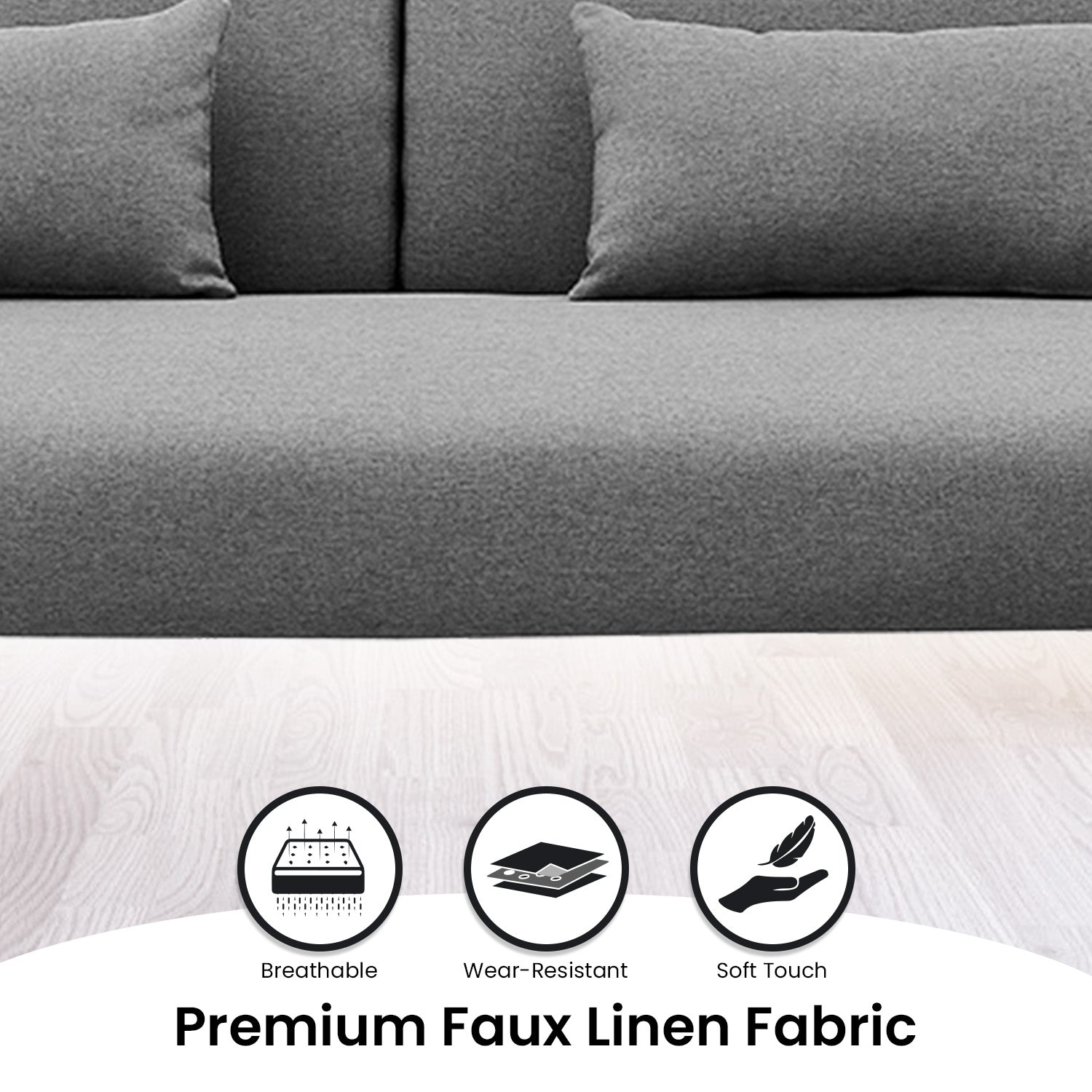 Sarantino Mia 3-Seater Corner Sofa Bed Chaise and Pillows Dark Grey - Cosy Abode