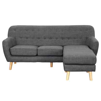 Sarantino Linen Corner Sofa Couch Lounge L-shaped with Chaise - Dark Grey - Cosy Abode