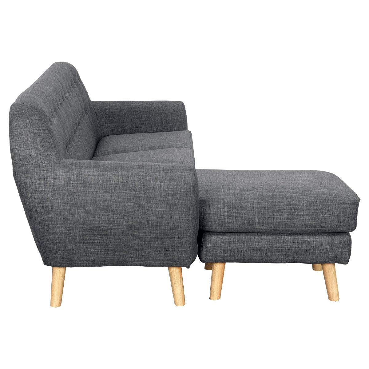 Sarantino Linen Corner Sofa Couch Lounge L-shaped with Chaise - Dark Grey - Cosy Abode