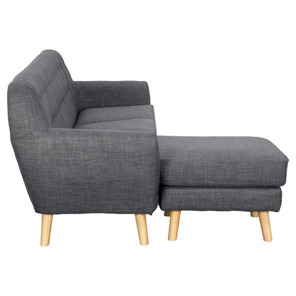 Sarantino Linen Corner Sofa Couch Lounge L-shaped with Chaise - Dark Grey - Cosy Abode