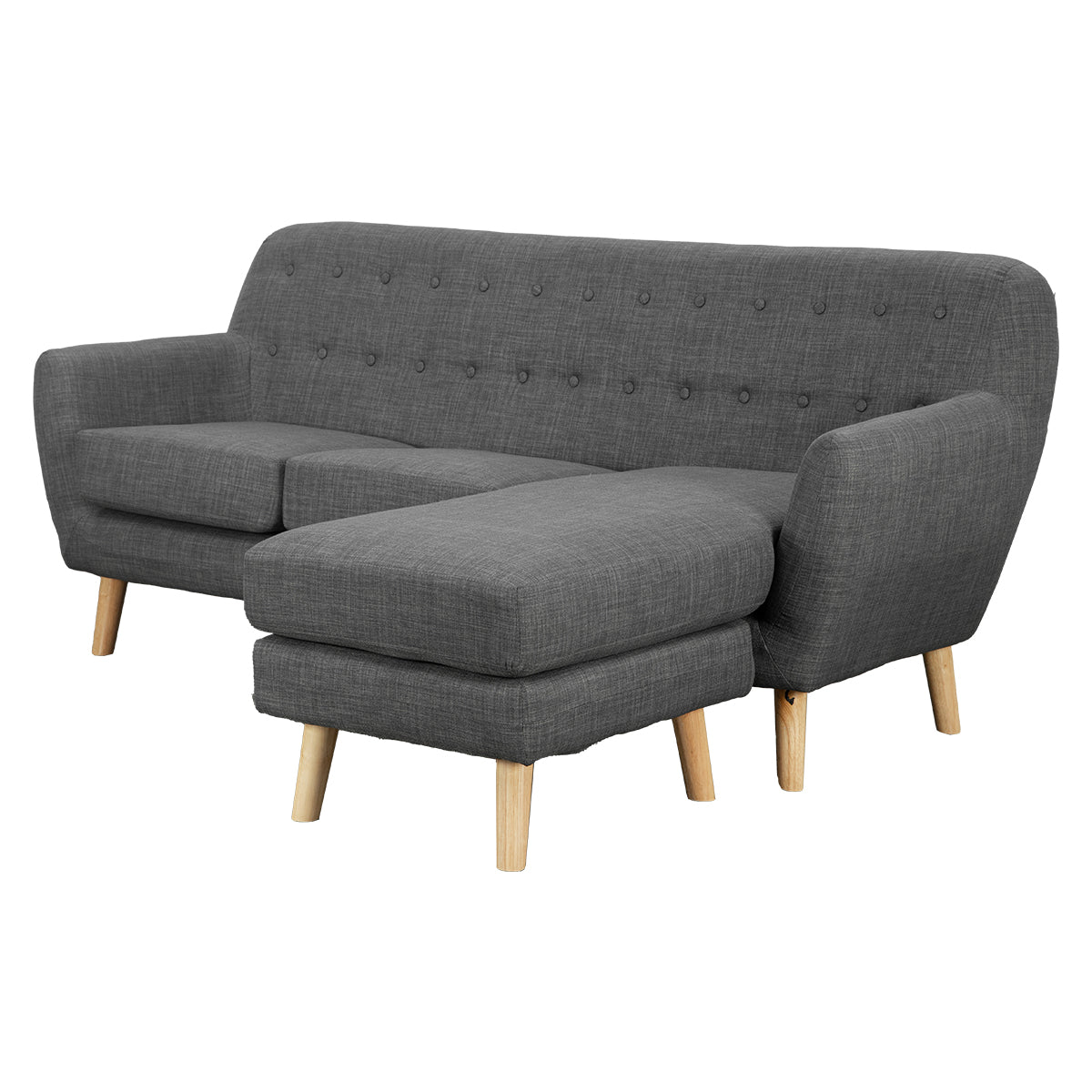 Sarantino Linen Corner Sofa Couch Lounge L-shaped with Chaise - Dark Grey - Cosy Abode