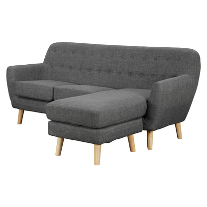 Sarantino Linen Corner Sofa Couch Lounge L-shaped with Chaise - Dark Grey - Cosy Abode