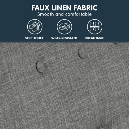 Sarantino Linen Corner Sofa Couch Lounge L-shaped with Chaise - Dark Grey - Cosy Abode