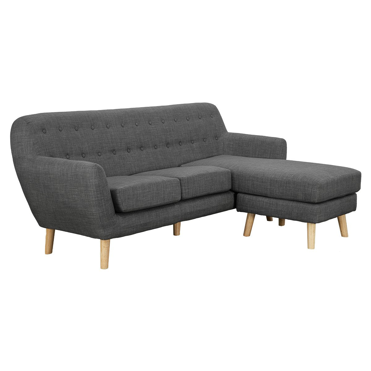 Sarantino Linen Corner Sofa Couch Lounge L-shaped with Chaise - Dark Grey - Cosy Abode