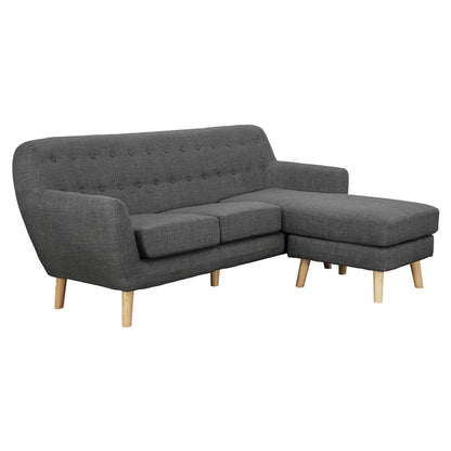 Sarantino Linen Corner Sofa Couch Lounge L-shaped with Chaise - Dark Grey - Cosy Abode