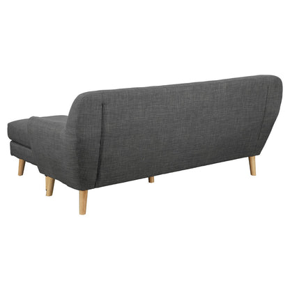 Sarantino Linen Corner Sofa Couch Lounge L-shaped with Chaise - Dark Grey - Cosy Abode