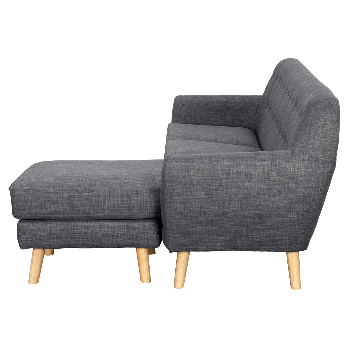 Sarantino Linen Corner Wooden Sofa Couch Lounge L-shaped with Chaise - Dark Grey - Cosy Abode