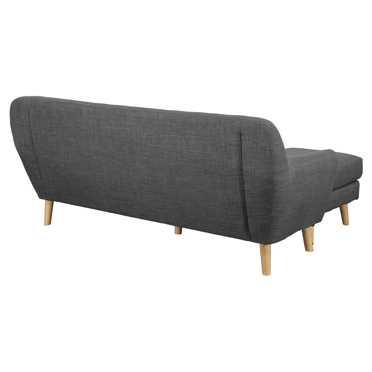 Sarantino Linen Corner Wooden Sofa Couch Lounge L-shaped with Chaise - Dark Grey - Cosy Abode