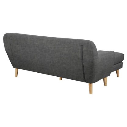 Sarantino Linen Corner Wooden Sofa Couch Lounge L-shaped with Chaise - Dark Grey - Cosy Abode