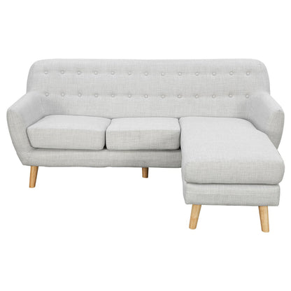 Sarantino Linen Corner Wooden Sofa Lounge L-shaped with Left Chaise Light Grey - Cosy Abode