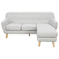 Sarantino Linen Corner Wooden Sofa Lounge L-shaped with Left Chaise Light Grey - Cosy Abode