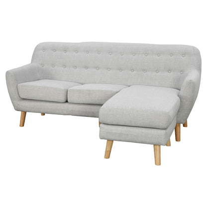 Sarantino Linen Corner Wooden Sofa Lounge L-shaped with Left Chaise Light Grey - Cosy Abode