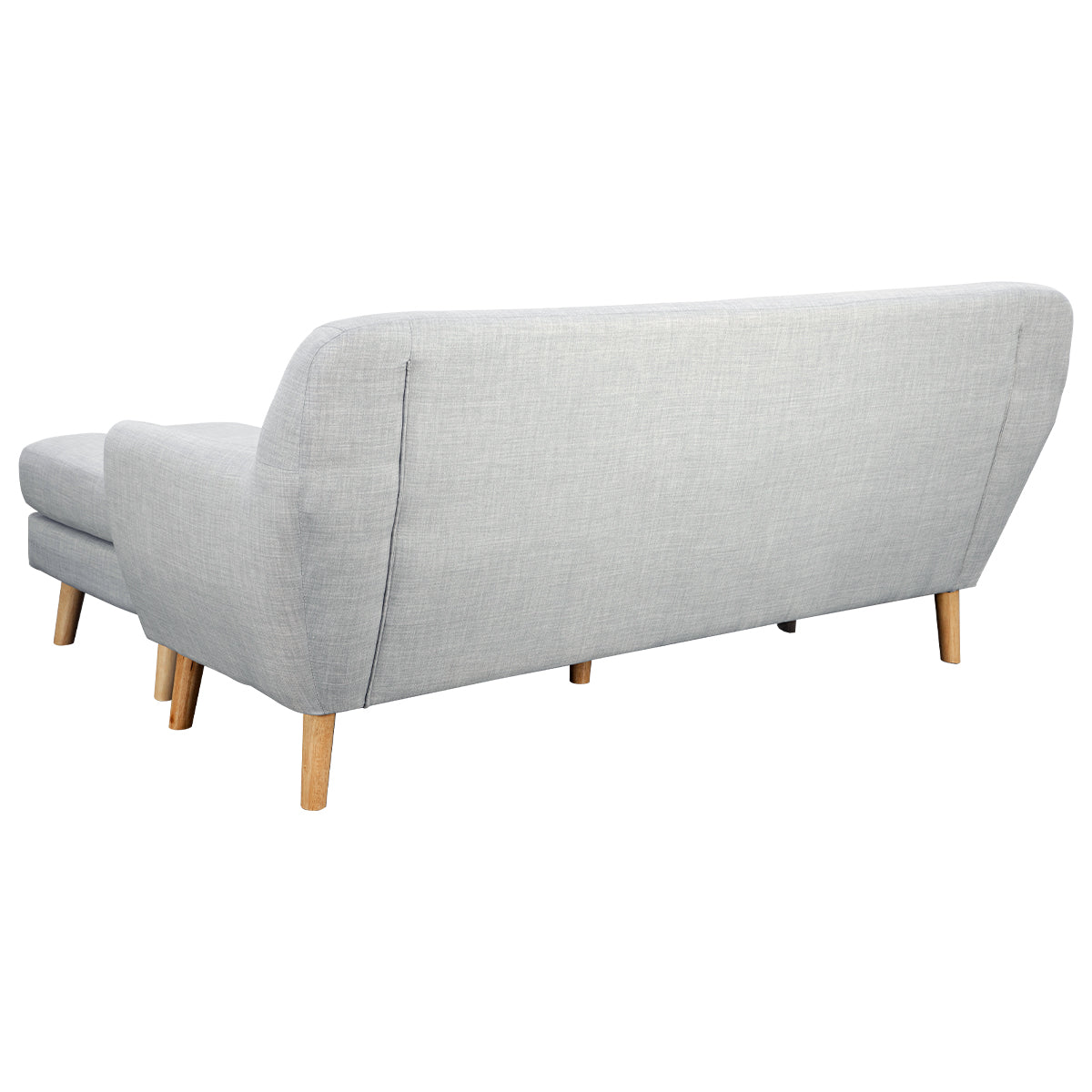 Sarantino Linen Corner Wooden Sofa Lounge L-shaped with Left Chaise Light Grey - Cosy Abode