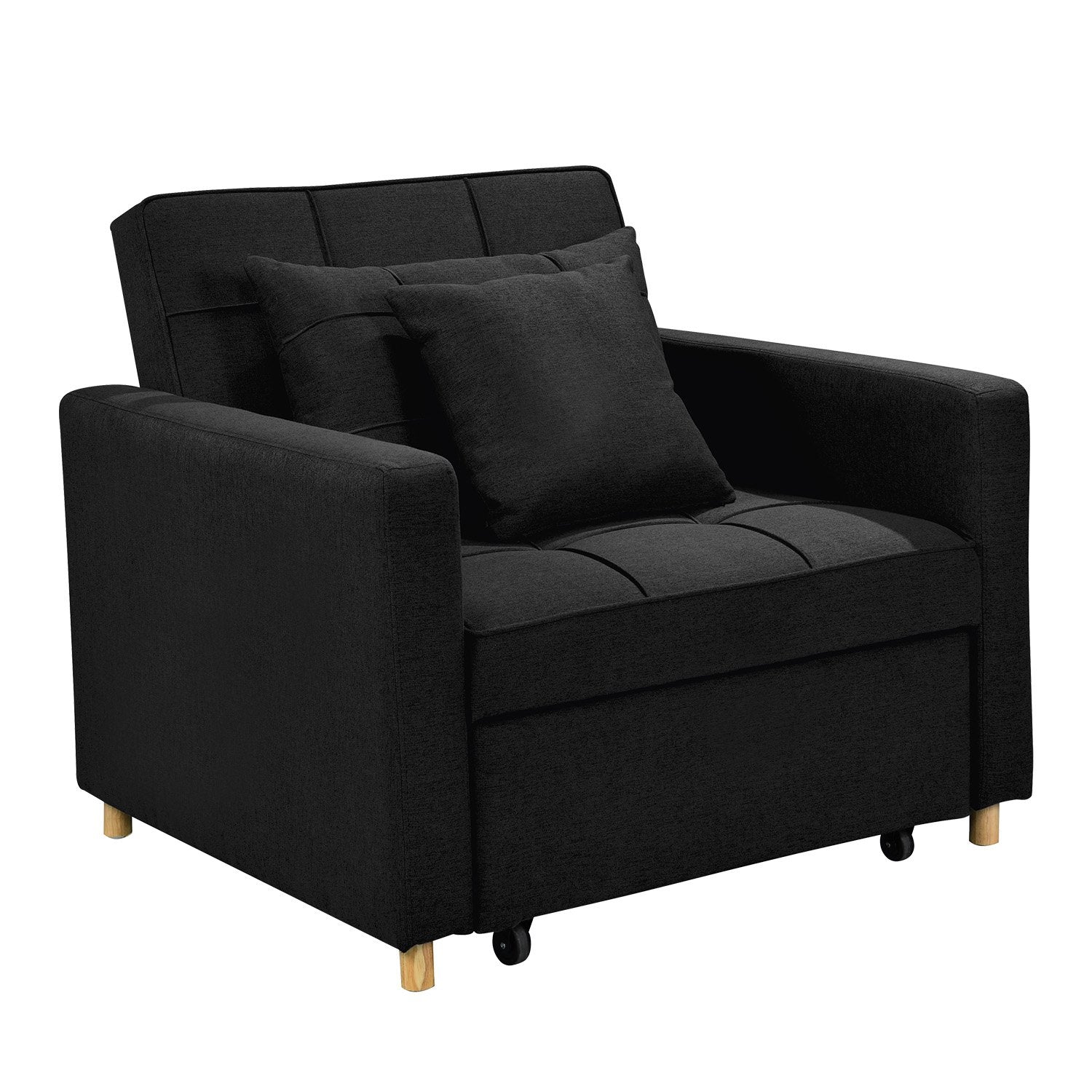 Sarantino Suri 3-in-1 Convertible Lounge Chair Bed - Black - Cosy Abode