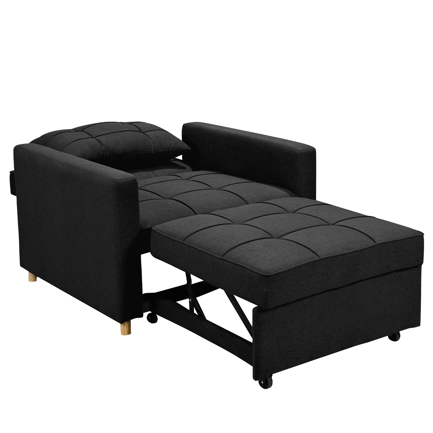 Sarantino Suri 3-in-1 Convertible Lounge Chair Bed - Black - Cosy Abode