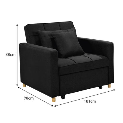Sarantino Suri 3-in-1 Convertible Lounge Chair Bed - Black - Cosy Abode