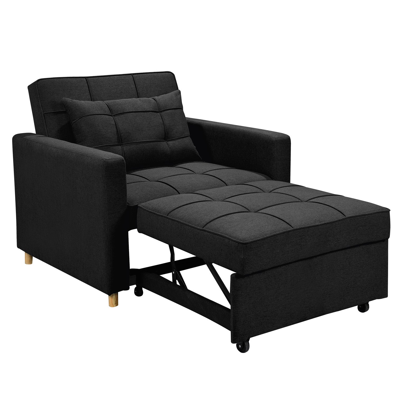 Sarantino Suri 3-in-1 Convertible Lounge Chair Bed - Black - Cosy Abode