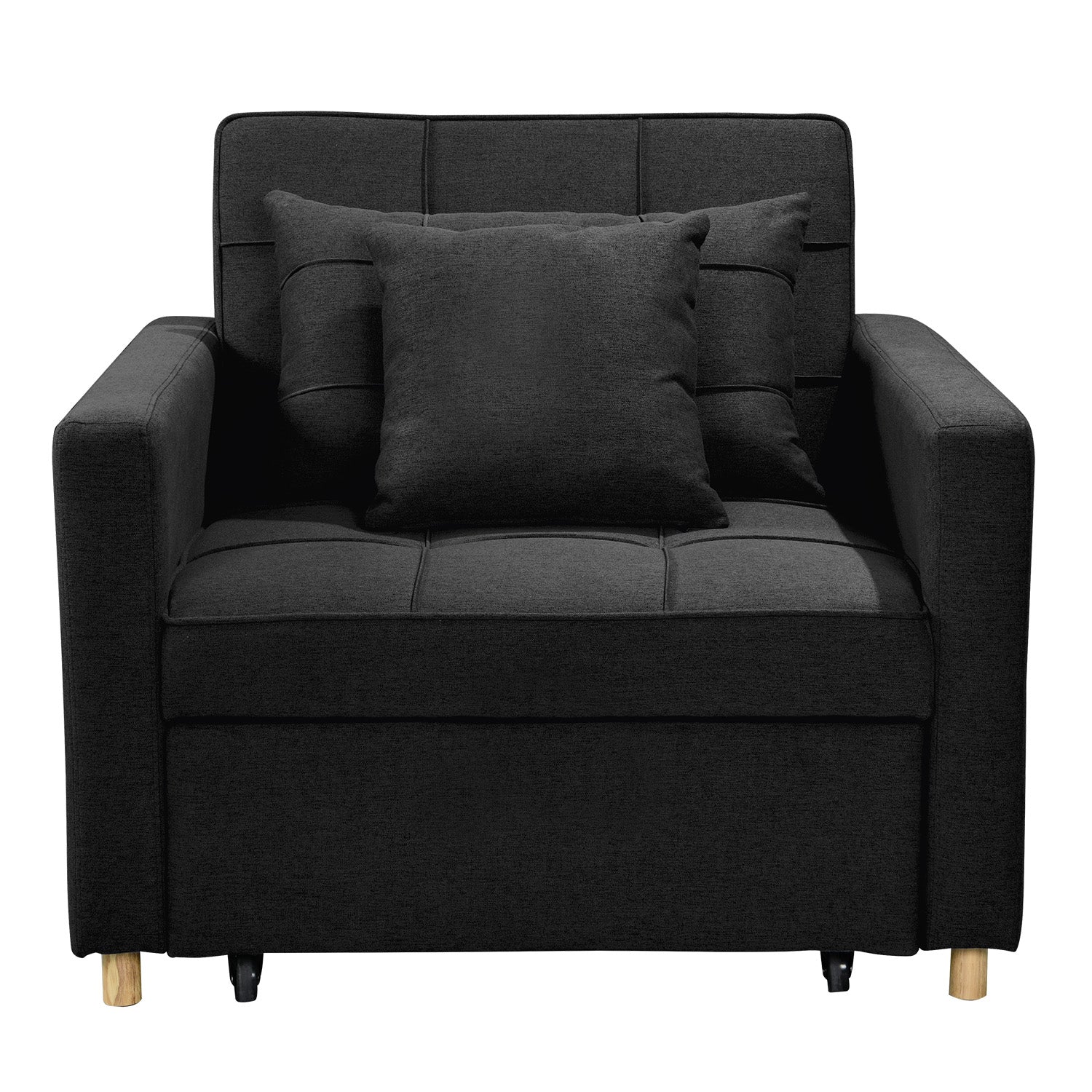 Sarantino Suri 3-in-1 Convertible Lounge Chair Bed - Black - Cosy Abode