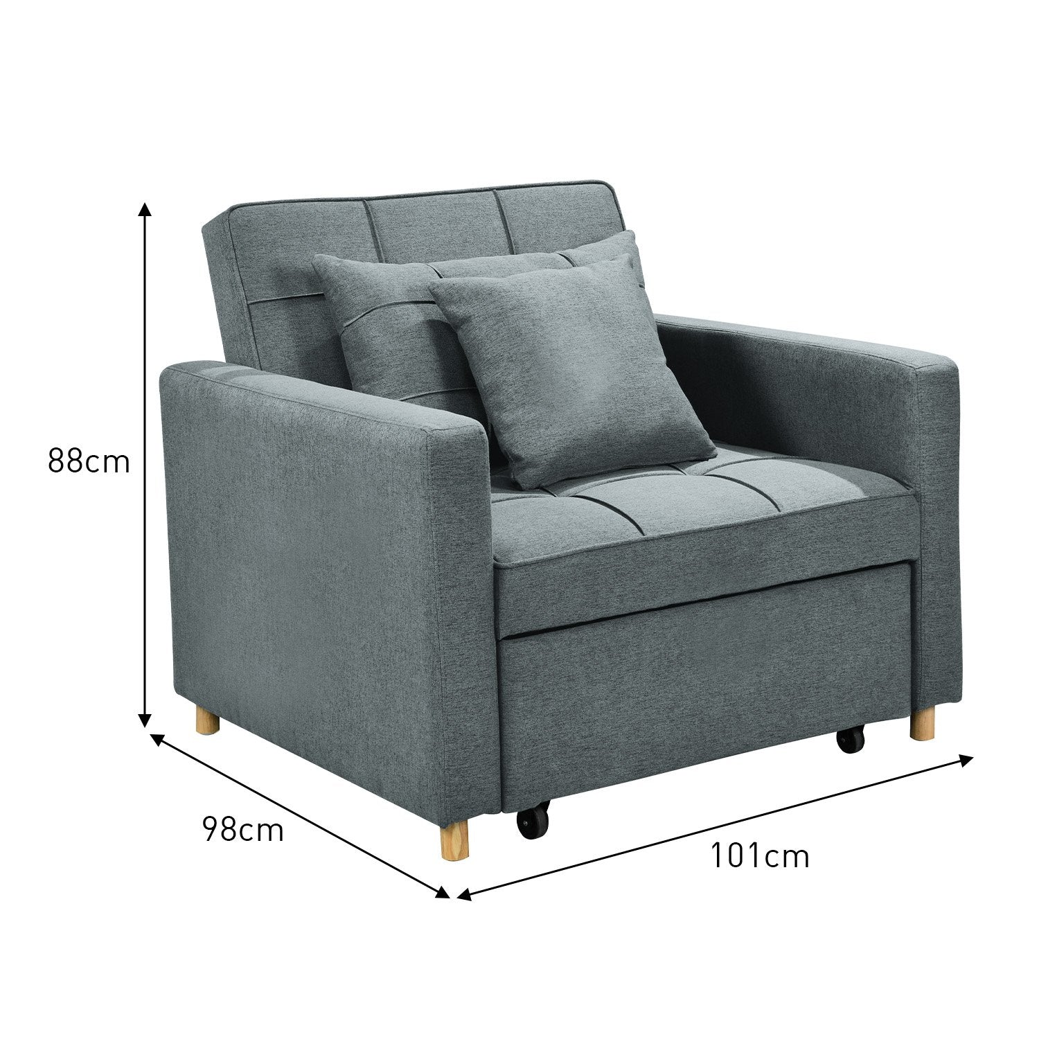 Sarantino Suri 3-in-1 Convertible Sofa Chair Bed -  Airforce Blue - Cosy Abode